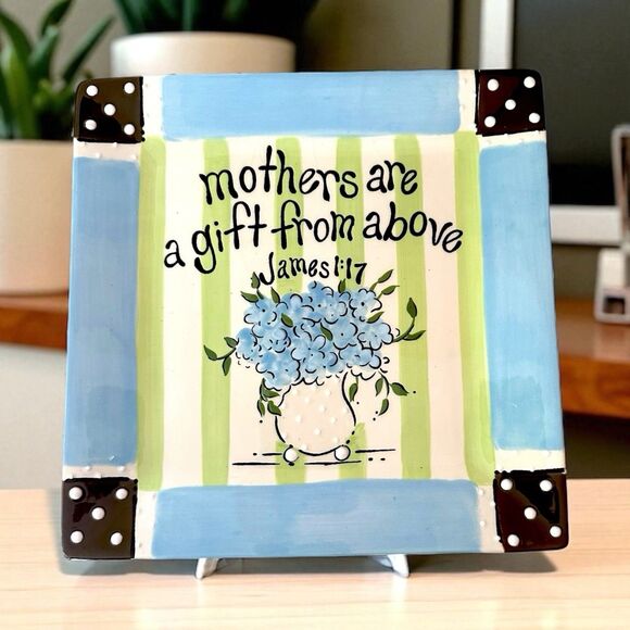 Burton+Burton Decorative Ceramic Scripture Plate – Mothers Are a Gift from Above - Picture 1 of 11